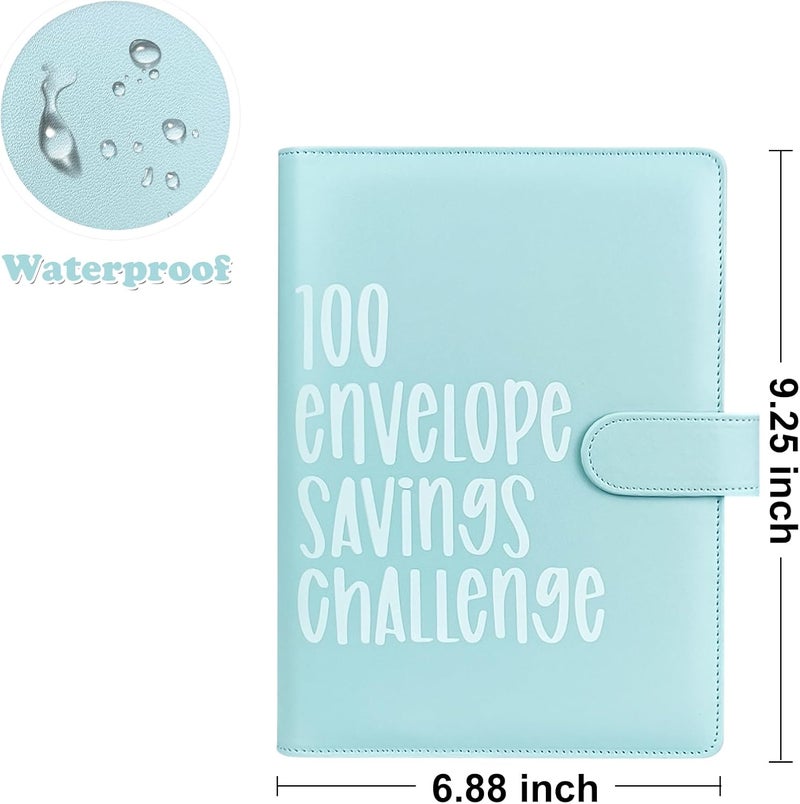 POUYRBA 100 Envelope Challenge Binder, Leather 52 Week Money Saving Challenge Binder Easy and Fun Way for 100 Envelopes Money Saving Challenge Budget Binder for Budgeting Planner & Saving Money - Image 2